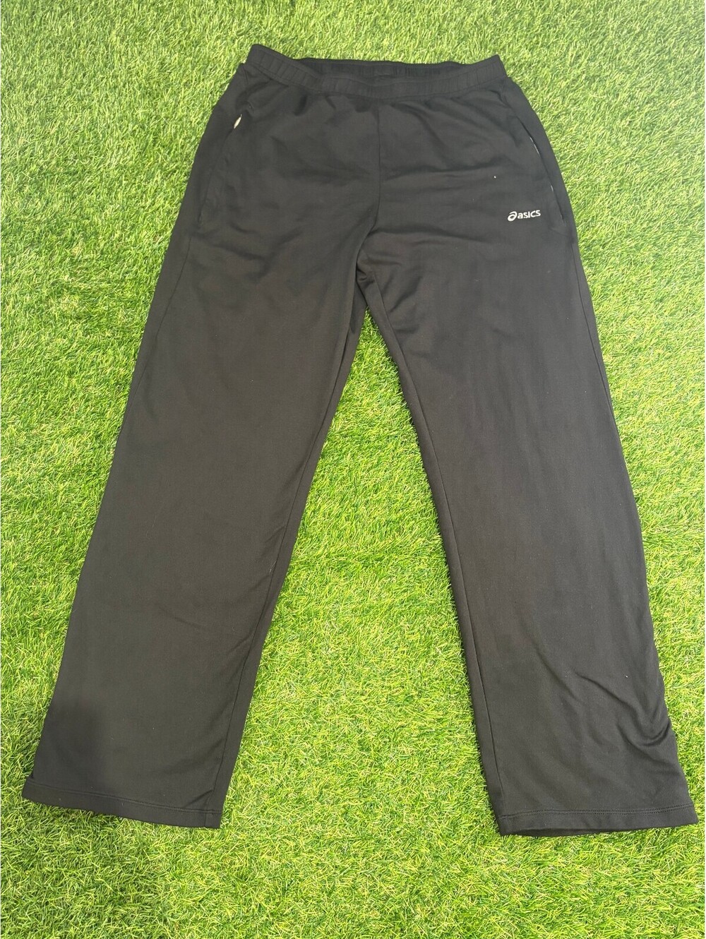 Asics Black Casual Track Pants Polyester Mens Size M